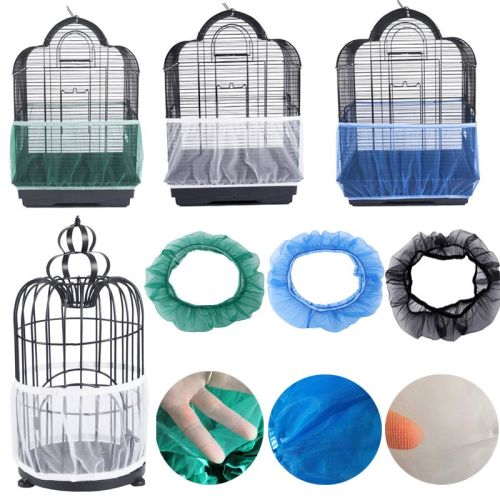 3pcs Receptor Seed Guard Nylon Mesh Bird Parrot Cover Soft Easy Cleaning Nylon Airy Fabric Mesh Bird Cage Cover Seed Catcher Guard